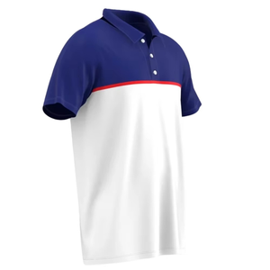 Polo de Punto de Manga Corta para Hombre, Color Azul y Blanco, Estilo Casual, Diseño con Botones al Frente - Product Image 3