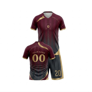 Custom Dropshipping Football Shirt Quick Dry Soccer Jersey and Shorts <b>Black</b> & Gold Color Set Sublimated Uniform Kit - Product Image 3
