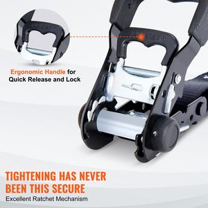 Correas de Amarre con Trinquete Premium, Paquete de 4, con Asas Acolchadas, Resistencia Máxima a la Rotura de 5208 lb, 1.6'' x 8'', Correas de Sujeción con Trinquete - Product Image 4