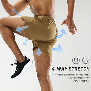 Shorts de sport pour hommes, taille élastique, couleur unie, décontractés, pour l'entraînement et la détente, coupe ample, été, respirants, écologiques, biologiques - Product Image 4