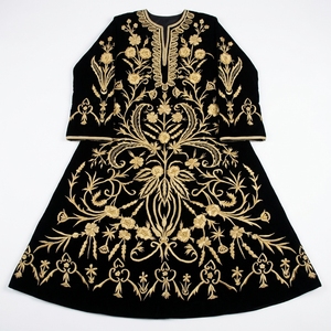 Robe Kaftan en Velours Brodé à la Main Orné de Lourdes Broderies Dorées, Robe de Cérémonie de Luxe Ornée, Style Vintage, Robe de Cour Ottoman, Manteau - Product Image 1
