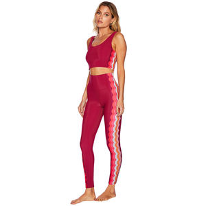 Ensemble 3 pièces 100 % nylon, séchage rapide, pour Pilates, gym, fitness, sport, pantalon évasé taille haute, vêtements de sport pour femme - Product Image 4
