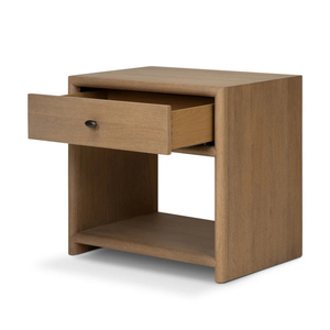 Modern Minimalist Wooden Nightstand With Drawer And <b>Open</b> Shelf For Home Furniture - Product Image 3