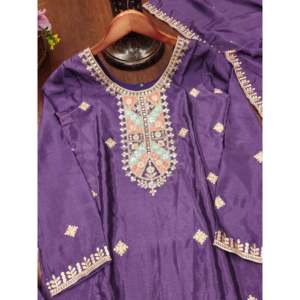 Traje Sharara de Fiesta para Mujer de Diseñador, Conjunto Bordado con Lentejuelas - Product Image 2