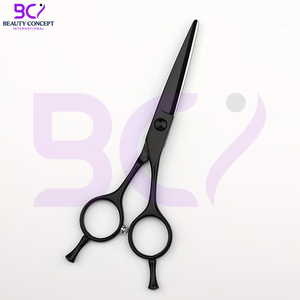 Tijeras de Peluquería Negras Sólidas con Reposa Dedos, Venta al por Mayor, Logotipo Personalizado, Tijeras de Acero Inoxidable para un Estilismo Preciso - Product Image 4