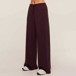 Pantalones Anchos de Hombre Color Morado Oscuro, Cintura Elástica con Cordón, Tejido Casual, Transpirable y Ligero para Primavera - Product Image 2