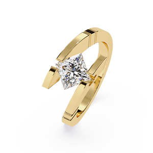 Modern Princess Cut Tension Set 14K Solid Gold IGI Certified Lab Grown Diamond <b>Rings</b> Engagement <b>Rings</b> For Women Fine Jewelry - Product Image 3