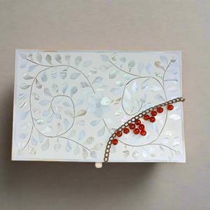 Boîte à bijoux artisanale en nacre incrustée, boîte de rangement de luxe en MDF avec incrustation d'os, coffret cadeau - Product Image 2