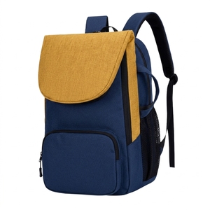 Sac à dos de raquette en toile verte personnalisé avec fermeture éclair à rabat orange, résistant à l'eau, style décontracté, capacité 30-40L - Product Image 6
