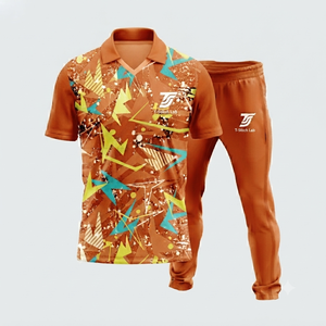 T-Stitch Lab Men's Sublimated Geometric Print Polo Shirt & <b>Pants</b> Set Quick Dry Polyester Sportswear All Seasons Regular Fit - Product Image 3
