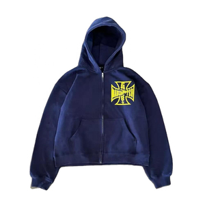 100% Cotton Hoodies for Man Zip Baggy Hoodie French Terry Cotton Heavyweight Raw Hem Cropped Vintage Acid Wash Sun Faded Style - Product Image 2