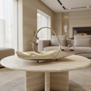 Bandeja de servir moderna con base dorada, elegante diseño en espiral, forma rectangular, bandeja para frutas, para decoración de hogar de lujo y centros de mesa. - Product Image 4