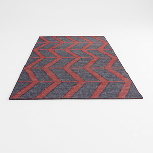 Tapis géométrique Chevron en terre cuite et charbon de bois, écologique, antidérapant, en laine tuftée à la main, motif flèche moderne pour salon - Product Image 2