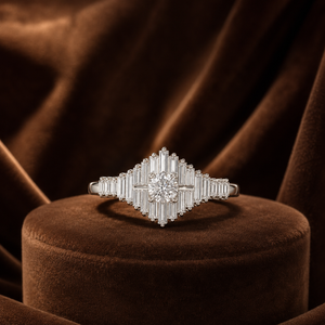 Round Brilliant Diamond Wedding <b>Ring</b> Vermeil Yellow <b>Gold</b> Engagement <b>Ring</b> Side Stone Baguette Proposal Moissanite <b>Ring</b> - Product Image 3