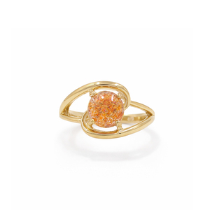 Bague de créateur en pierre de soleil plaquée or 1 micron et rhodium, avec cabochon rond, inspirée du symbole du Yang, bijou en pierre précieuse - Product Image 6