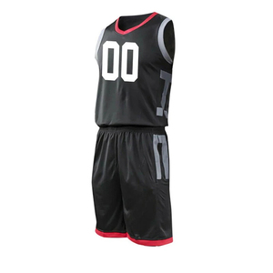 Conjunto de Camiseta de Baloncesto Negra sin Mangas con Ribete Rojo, Transpirable, de Secado Rápido, Poliéster, Personalizable con Nombre de Equipo, Cintura Elástica con Cordón - Product Image 5