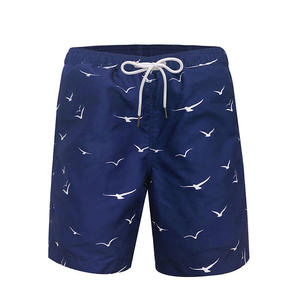 Short de bain pour homme bleu marine imprimé, respirant, séchage rapide, taille mi-haute, avec cordon de serrage, short de plage décontracté d'été avec poches - Product Image 3
