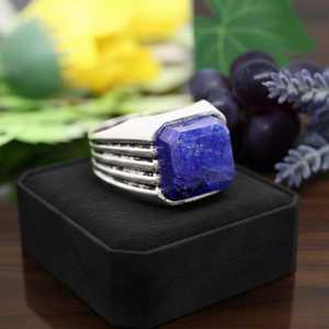 Blue Sapphire <b>Ring</b> 925 Sterling Silver Mens Handmade Gemstone Jewelry <b>Statement</b> <b>Ring</b> Elegant Gift For Him - Product Image 4