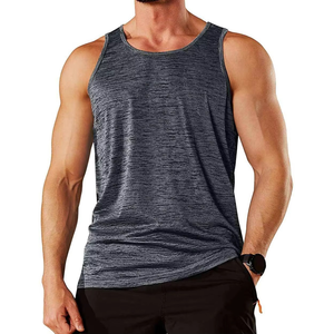 Débardeur sans manches gris foncé pour homme, col rond, tricoté, couleur unie, style sportif, séchage rapide, débardeurs en coton pour homme - Product Image 1