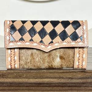 Carteras de cuero a cuadros para mujer occidental, de lujo, duraderas, largas, de alta capacidad, a la moda, personalizadas, de piel de vaca, para teléfono móvil - Product Image 4