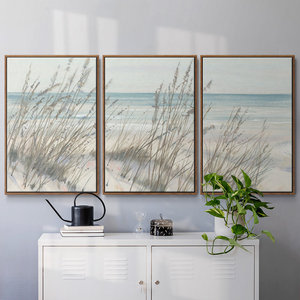 Juego de impresión de naturaleza costera de 3 piezas Arte de pared de hierba de playa Herramienta convertida intrigante Arte de pared de hierba de playa - Product Image 1