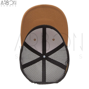 Casquette Trucker 6 Panneaux Vierge en Gros, Logo Brodé Personnalisé, Dos en Maille Respirante, Chapeau de Baseball en Sergé de Coton Premium, Marron Moutarde - Product Image 4