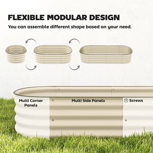 Jardinera Elevada de Metal Galvanizado de 4.9FT X 2FT X 1FT con Borde de Seguridad Color Crema - Product Image 4