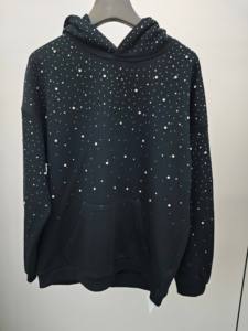 <b>Mens</b> Rhinestone <b>Studded</b> Hoodie Oversized Pullover Sweatshirt Casual Streetwear Hooded Top - Product Image 4