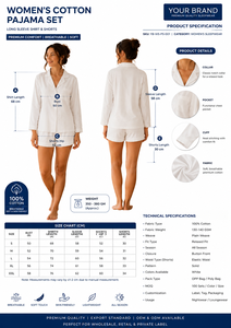Ensemble de pyjama bohème 2 pièces en coton Oxford blanc pour femme, col en V, avec poches, short décontracté, respirant et écologique pour le printemps/été - Product Image 2