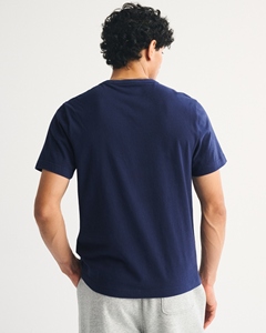 เสื้อยืดสีกรมท่าคุณภาพสูงสำหรับผู้ชาย ผ้าฝ้ายพรีเมียม คอกลม เรียบง่าย สไตล์มินิมอล รับสกรีนโลโก้ OEM เสื้อยืดลำลองแนวสตรีทแวร์ - Product Image 3