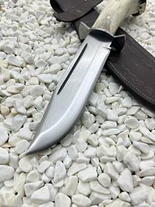 Cuchillo utilitario de hoja de acero con punta de caña, mango de asta de ciervo, 0.5mm de grosor, 6.7in de longitud total, 3 años de garantía - Product Image 1