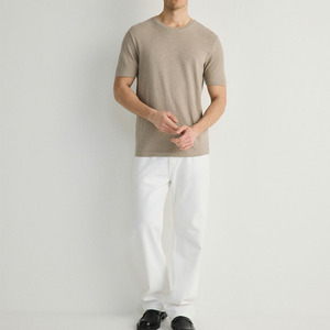 Camiseta de Manga Corta de Alta Calidad, Corte Regular, Mezcla de Lino y Algodón Premium, para Hombre - Product Image 2