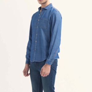 Chemises en jean tendance pour hommes, coton de haute qualité, manches longues, chemise boutonnée en jean délavé - Product Image 2