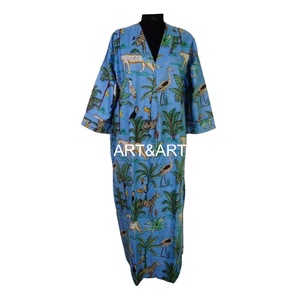 Abito Casual da donna indiano estivo premaman Boho Hippie <span class=keywords><strong>Jungle</strong></span> con stampa scollo a V abito unsize a maniche 3/4 - Product Image 1