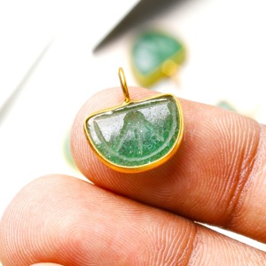 Natural Green Strawberry Quartz Orange Fruit Charm Hand Carved Gold Vermeil Gemstone Pendant Healing <b>Crystal</b> Jewelry Wholesale - Product Image 1