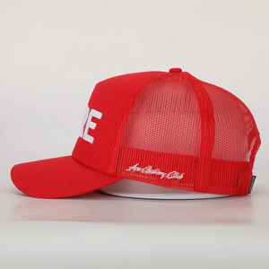 Gorra Trucker Clásica de Malla con Parche Tejido, Gorras de Algodón Rojas con Logotipo Bordado, Gorra Deportiva de 5 Paneles OEM de Alta Calidad Personalizada al por Mayor - Product Image 4
