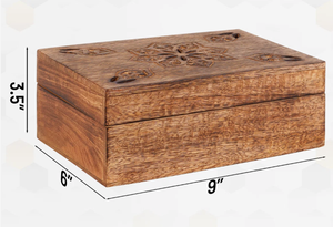 Caja de madera tallada a mano en oferta, caja decorativa con recortes florales, caja de almacenamiento para recuerdos, caja de regalo de madera con logotipo personalizado para decoración del hogar - Product Image 3