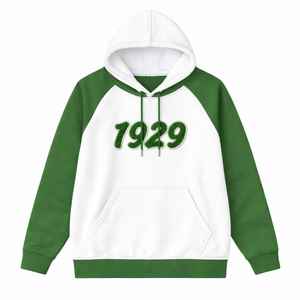 Sweat à capuche à manches raglan blanches de la sororité Iota Phi Lambda, année de fondation 1929, manches vert émeraude, vêtements à lettres grecques, haut pour femme - Product Image 5