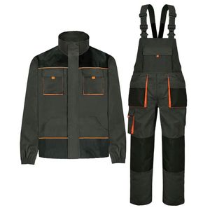 Combinaison de travail noire pour homme en tissu ripstop avec col montant, fermeture éclair et poches à bordure orange pour vêtements de neige - Product Image 4