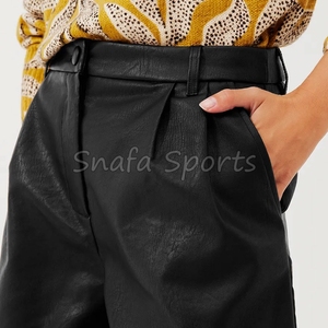 Shorts de cuero para mujer de alta calidad, ligeros, transpirables, de secado rápido, con cintura elástica premium, shorts cortos de moda para mujer. - Product Image 5