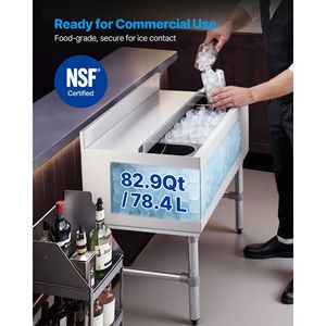 Contenitore per Ghiaccio Commerciale in Acciaio Inox con Coperchio Scorrevole, Capacità Massima 82,9 Qt, 30 X 19 X 33 Pollici, Vasche per Bevande con Portabottiglie - Product Image 2