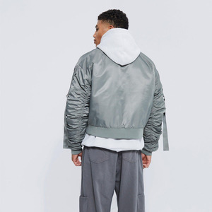 Fashionable Cropped <b>Zip</b> <b>Up</b> Bomber Jacket For Men Waterproof 100% Polyester Zipper Bomber Jacket Winter Outdoor Jackets - Product Image 2
