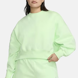 เสื้อสเวตเชิ้ตคอกลมโอเวอร์ไซส์สำหรับผู้หญิง สีเขียวมิ้นท์ล้วน ผ้าฝ้ายถัก 100% ทรงไหล่ตก แขนยาว เหมาะสำหรับใส่ในฤดูใบไม้ร่วง - Product Image 1