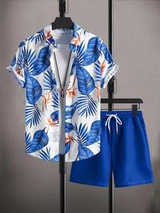 Chemise d'été décontractée à imprimé 3D Voilier Hawaïen et Palmiers, boutonnage simple, tricotée, service OEM - Product Image 6