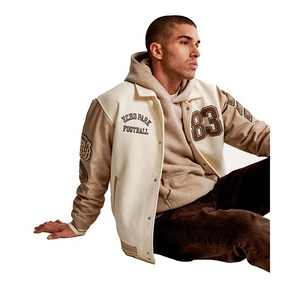 Chaqueta Varsity de Satén con Bordado Personalizado para Hombre, Chaqueta de Lana y Satén a la Moda con Botones - Product Image 3