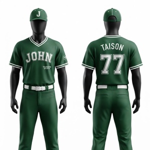 Uniforme de Béisbol Unisex de Poliéster Premium 180 GSM Verde con Ribete Blanco, Conjunto de Equipo con Apliques Personalizados, Corte Regular, Tallas Grandes, Parte Delantera - Product Image 1