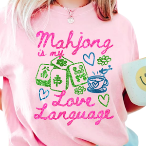 T-shirts décontractés à col rond pour femmes et jeunes, 100 % coton, avec logo brodé et patchwork sur le devant, collection Printemps-Automne 2026, motif Mahjong - Product Image 5