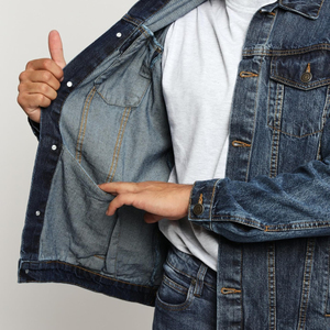 <b>Mens</b> <b>Denim</b> <b>Jacket</b> Moisture Wicking Lining Long Sleeve Jean Coat Breathable Performance Fabric For Active Outdoor Lifestyle Wear - Product Image 5