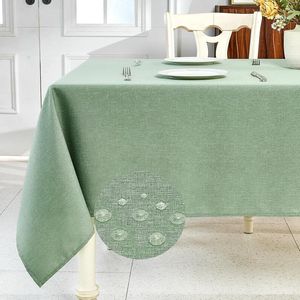Mantel Rectangular de Lino Verde Salvia, Impermeable y Antiarrugas, para Decoraciones Navideñas, Cubierta de Mesa Resistente y Fácil de Limpiar - Product Image 1