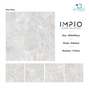 Venta al por Mayor de Baldosas de Porcelanato Blanco de 600 x 600 mm, Baldosas de Porcelana Esmaltada con Aspecto de Mármol, Pulido, para Uso Interior, Muestra Gratuita, Sala de Estar - Product Image 2
